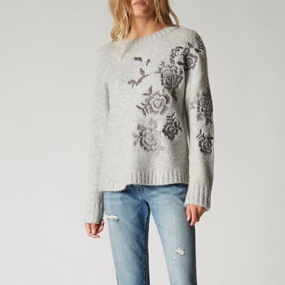 BLANK NYC Gray Wool Floral Embroidered Sweater - Picture 4 of 9